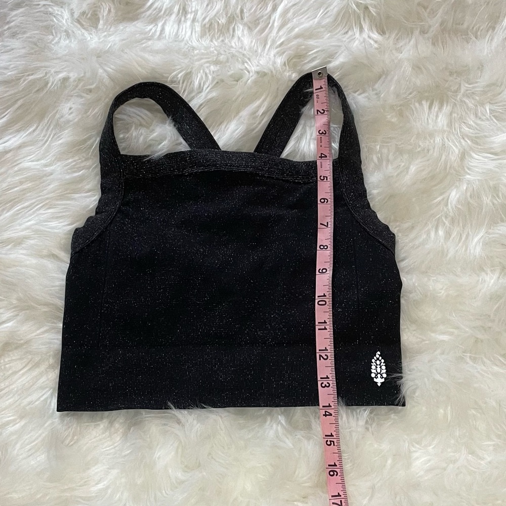 NWOT Free People Movement Black Sparkle Square Neck Strappy Sports Bra Size M/L - Picture 3 of 6